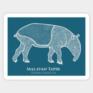 Malayan Tapir with Common and Scientific Names - cool tapir lover's gift Sticker